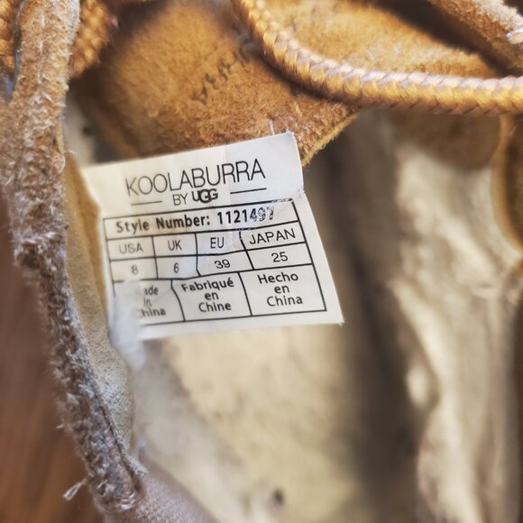 Men's Koolaburra by UGG Leather Beige Boots, Shoelace Tie, Size 8, Great Con! - Picture 7 of 7